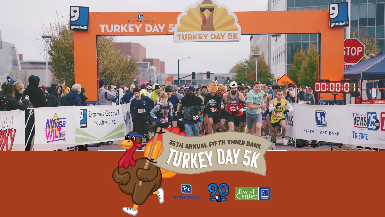 Runners participating in the Evansville Goodwill Turkey Day 5K